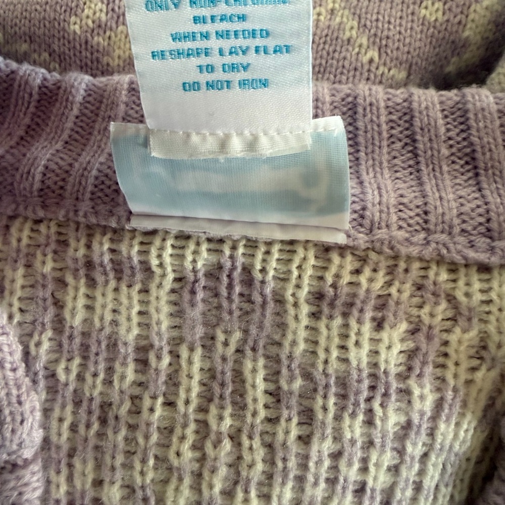 National Vintage 90s Pastel Lavender Fair Isle Cardigan - Picture 9 of 9